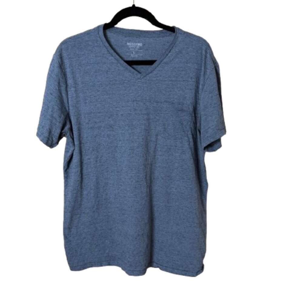 MOSSIMO Heathered Blue Grey V Neck T Shirt Short Sleeve Size Large